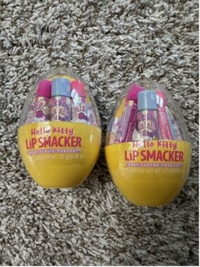 Lip Smacker Hello Kitty Easter Egg Lip Balm Trio Berry Candy Lemon Flavor SEALED
